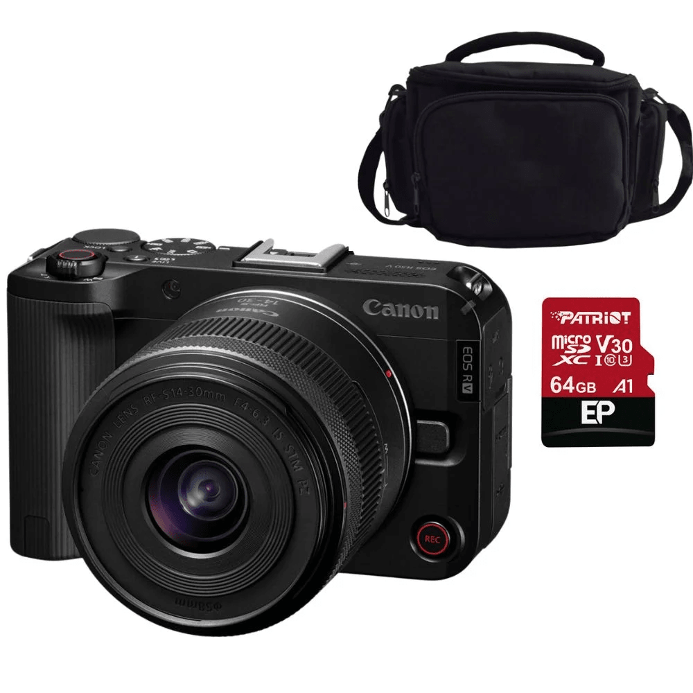 CAMARA MIRRORLESS CANON EOS R50V RF-S 14-30MM IS STM PZ + MALETIN + MEMORIA 64GB4