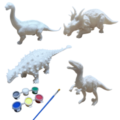 Pack 4 Dinosaurios Para Pintar Y  Tempera