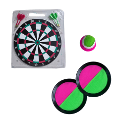 Pack Juegos Tablero Dardos Y Set  Paletas Playeras Con Velcro