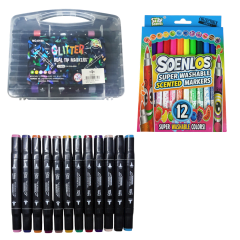 Marcadores Doble Punta Glitter  24 Colores