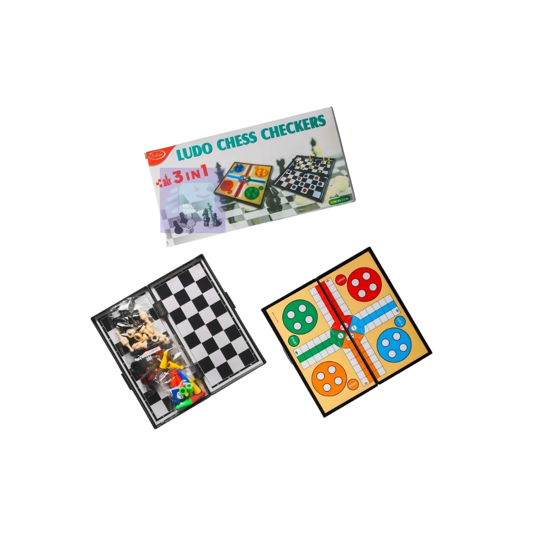Juego De Mesa Magnético 3 En 1 Ludo Damas Ajedrez2