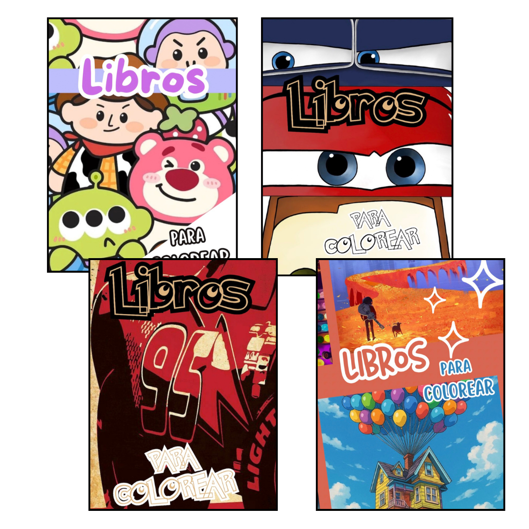 Pack 4 Libros Cars Personajes Toy Para Pintar2