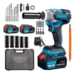 Llave De Impacto Inalámbrica Acsentron Con 520 Nm Y 2 Baterías De Litio, Kit Completo Azul 50hz/60hz