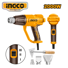 Pistola Calor 2000w Aire 3 Temperatura Regulable Ingco Color Amarillo