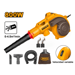 Soplador Aspirador 800w Ingco Ab8038 Amarillo