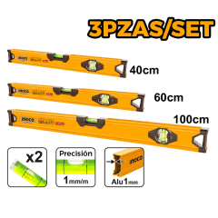 HSL10403 3PCS/SET DE NIVEL DE ALUMINIO