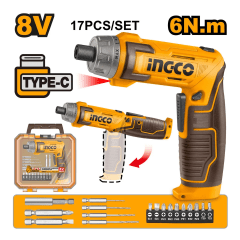 Atornillador Flexible 8v + Batería + Acc Ingco Csdli08025 Amarillo
