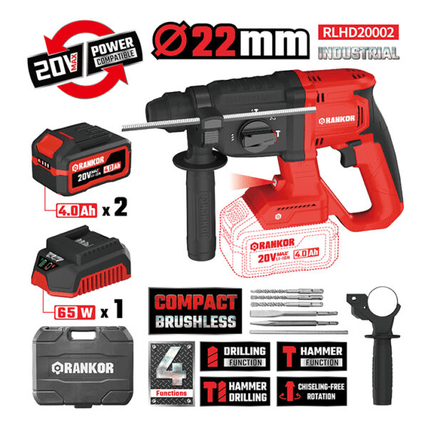 Rotomartillo SDS-PLUS 20V LITIO 3.2J RLHD200022