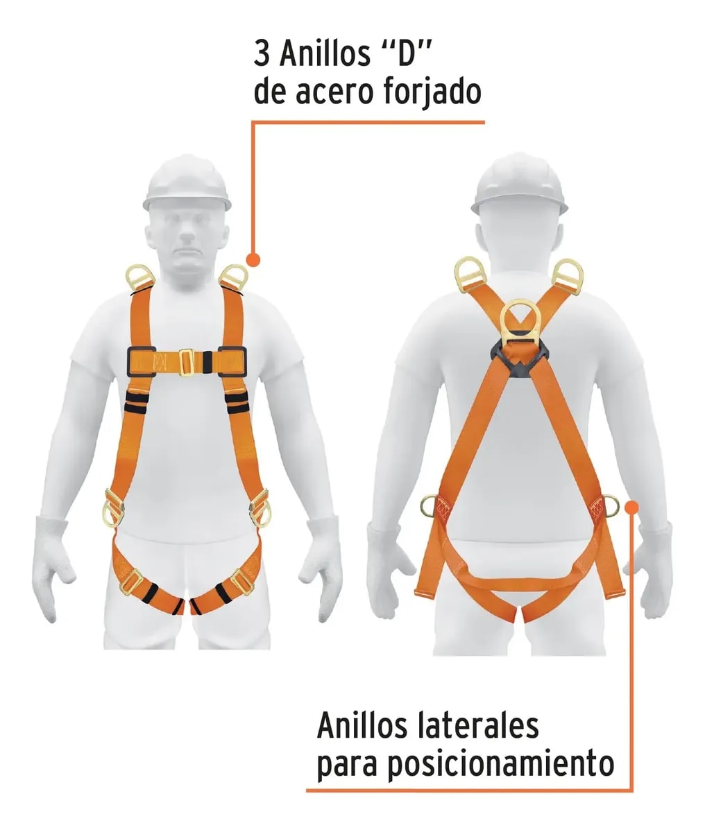 Arnés de cuerpo completo con 3 anillos, ANSI, Truper3