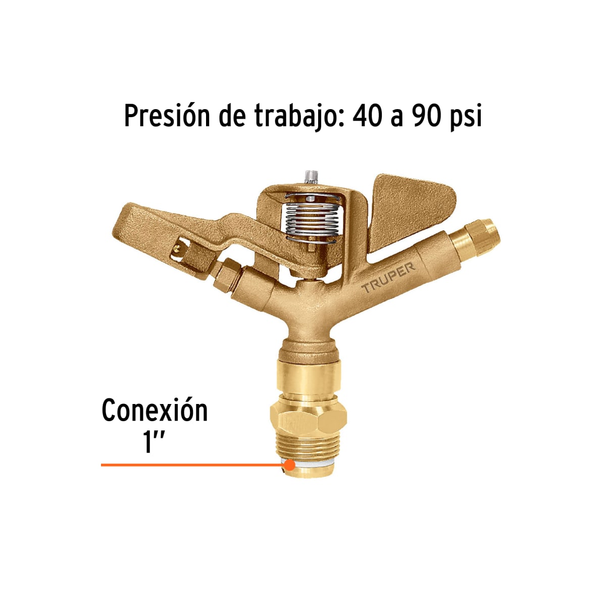 Aspersor Metal 1'' Cañón Agua Riego Agricola Truper 103172