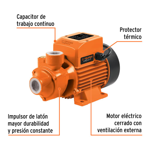 Bomba periférica para agua 1/2 HP, 220 V, Truper2