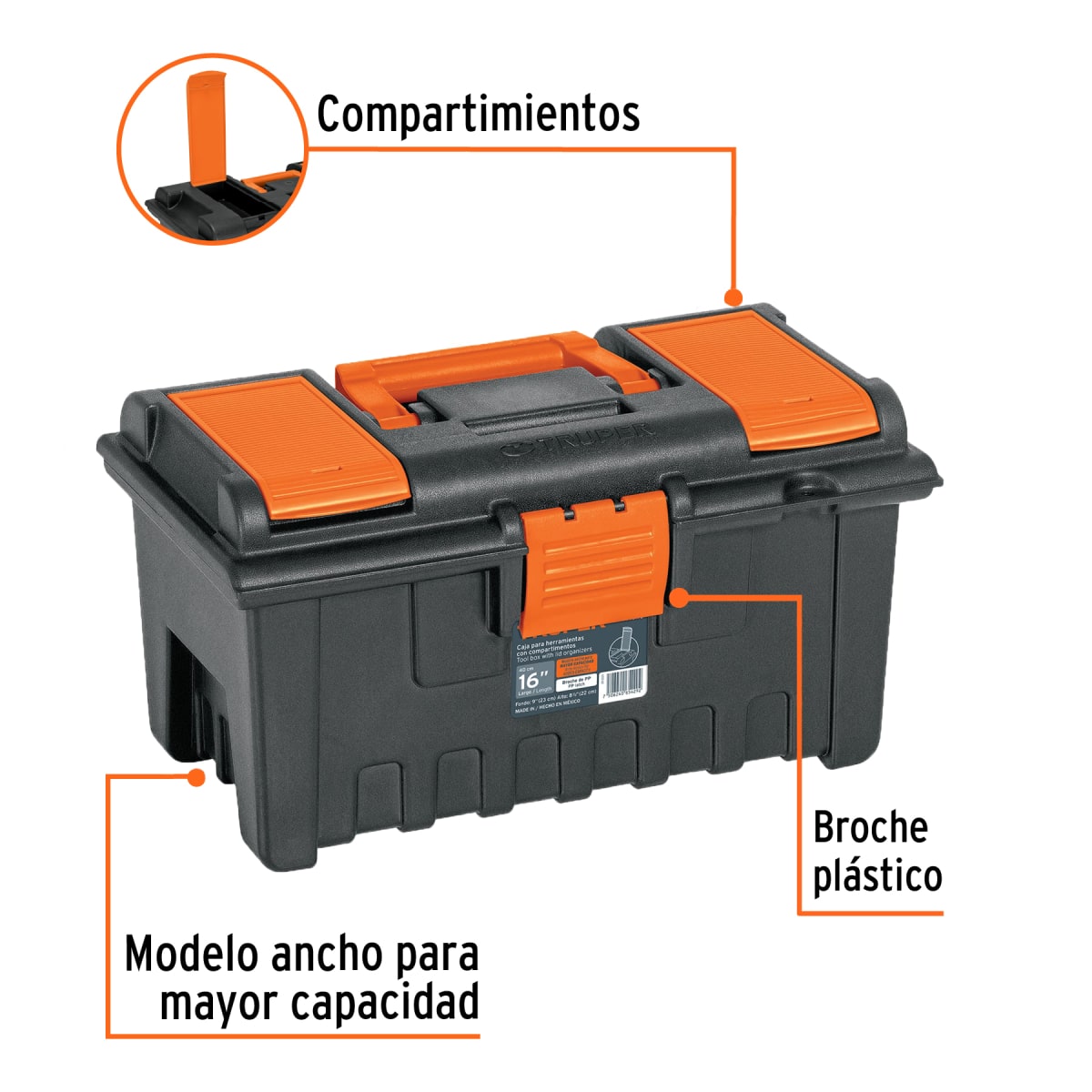 Caja para herramienta de 16 con compartimentos, Truper2