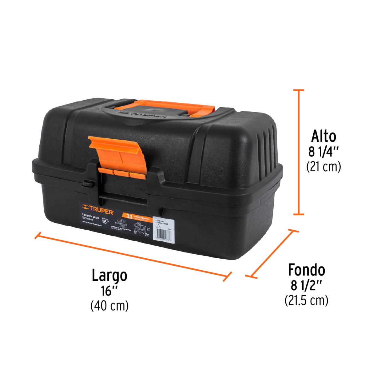 Caja para pesca de 16 con 3 bandejas deslizables, Truper3