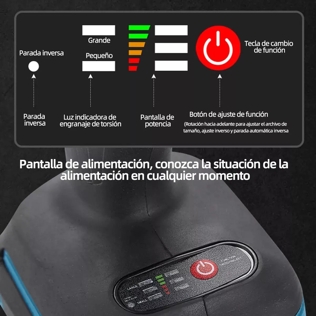 Llave De Impacto Inalámbrica Acsentron Con 520 Nm Y 2 Baterías De Litio, Kit Completo Azul 50hz/60hz4