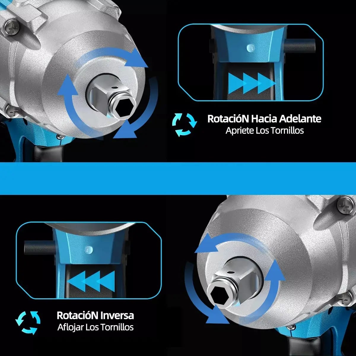 Llave De Impacto Inalámbrica Acsentron Con 520 Nm Y 2 Baterías De Litio, Kit Completo Azul 50hz/60hz2