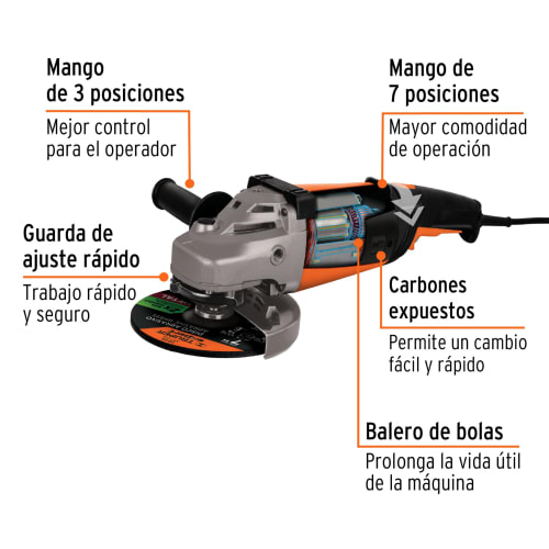 Amoladora profesional 7 de 2100 W, 220 V, Truper3
