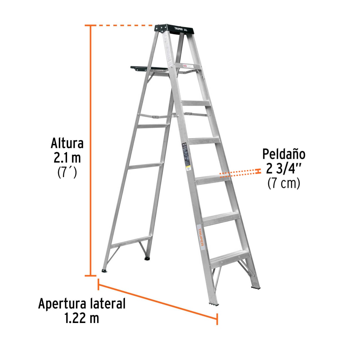 Escalera de tijera tipo III 6 escalones y bandeja, Truper3