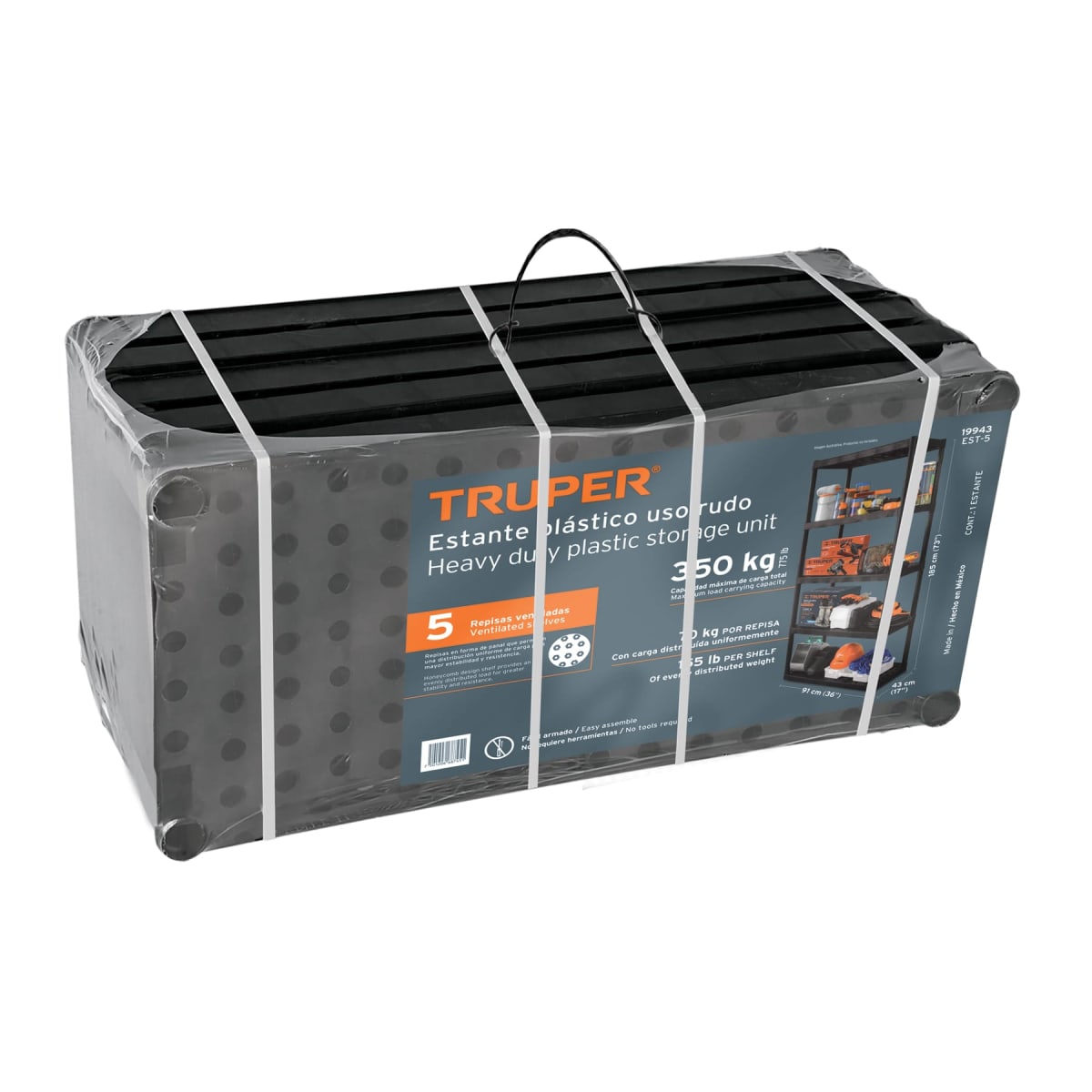 Estante Repisas Polipropileno 5 Niveles Truper 19943 Negro 340kg4