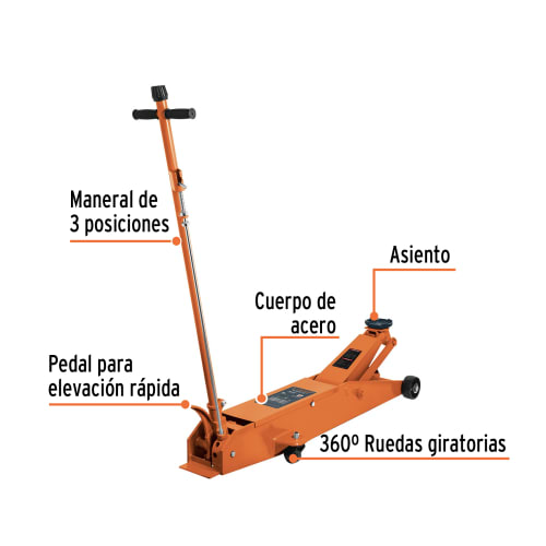 Gato tipo lagarto profesional 5 t de elevación rápida, Truper2