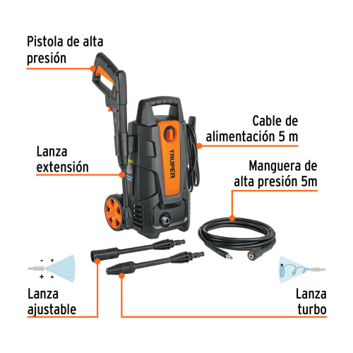 Hidrolavadora eléctrica 1500 PSI, 220 V, Truper3