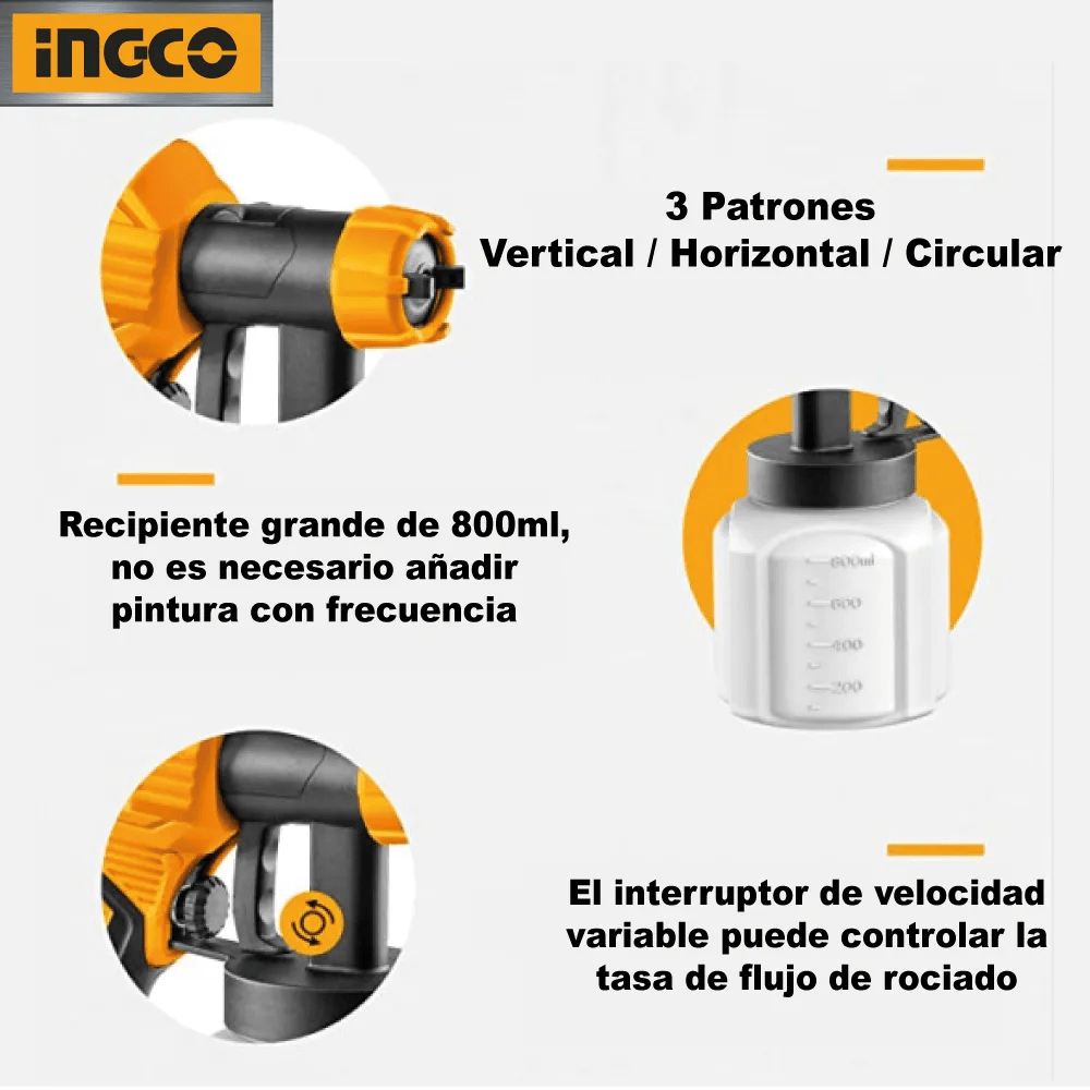 PISTOLA ELÉCTRICA PARA PINTAR INGCO 450W SPG3508-VAR483