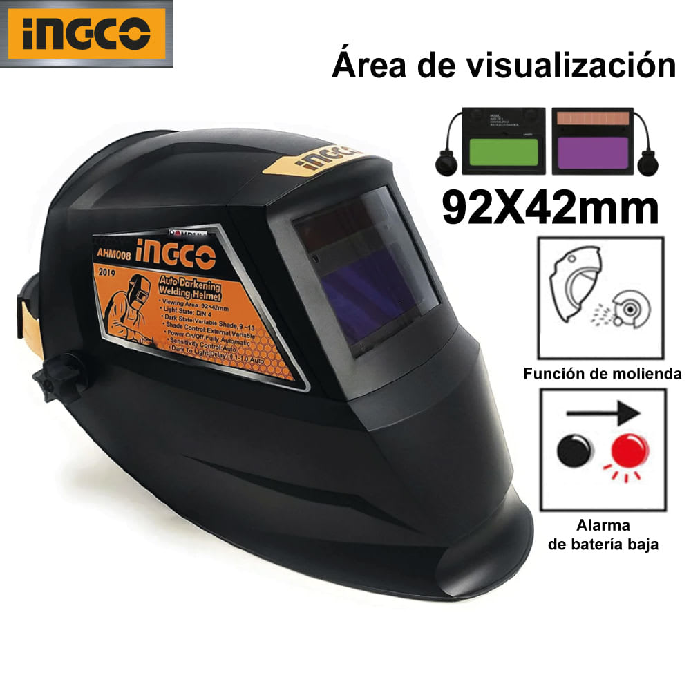 Mascara De Soldar Fotosensible Ahm008 Ingco Negro Liso3