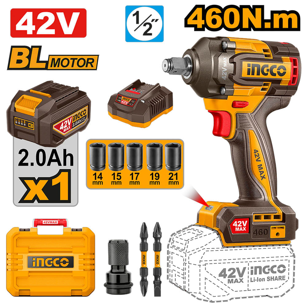 CIWLI42461 LLAVE DE IMPACTO INALAMBRICA 42V 460N.m. +BAT+CARGADO R+ACCESORIOS1