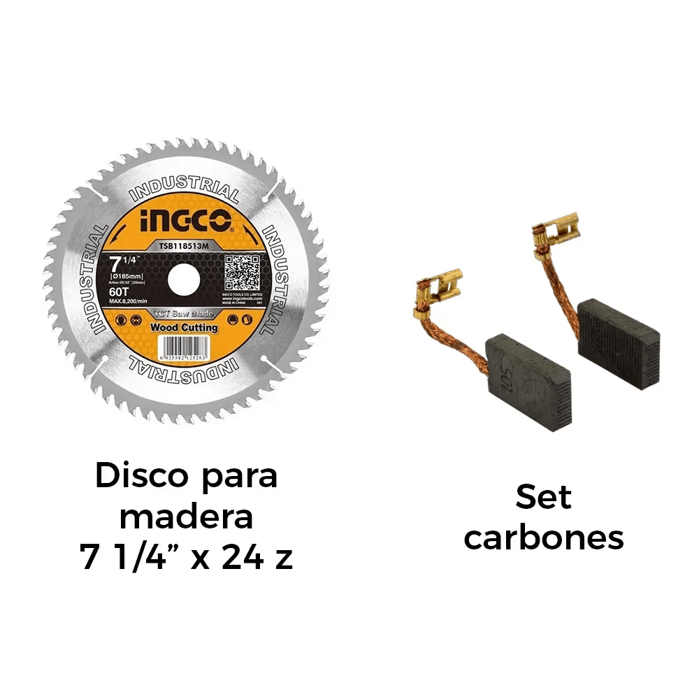 Sierra Circular CAS 18568 7 1/4 1600w Ingco Amarillo4