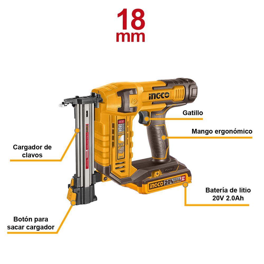 CSTLI3808
Clavadora de hormigón a batería 20V 2nails/s3