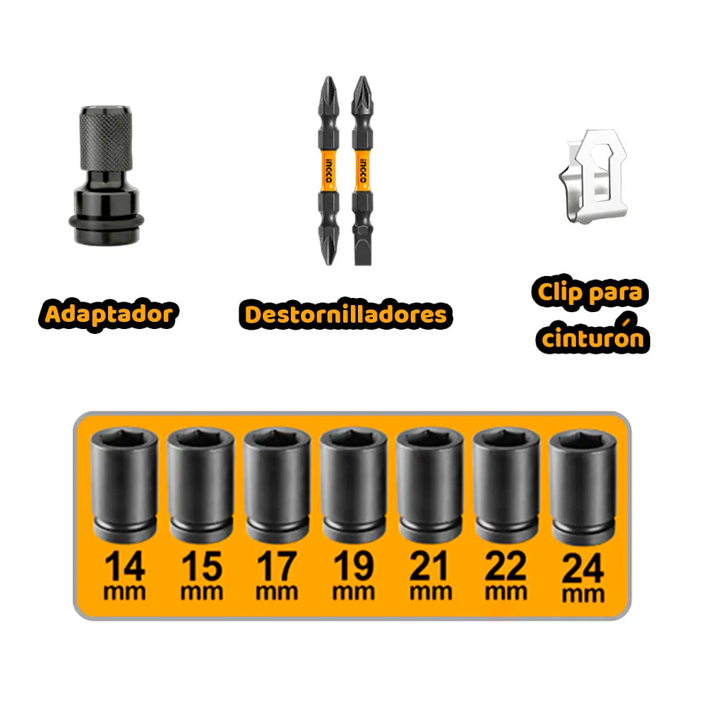CIWLI42602 LLAVE DE IMPACTO INALAMBRICA 42V 600N.m.
+BAT+CARGADO R+ACCESORIOS5