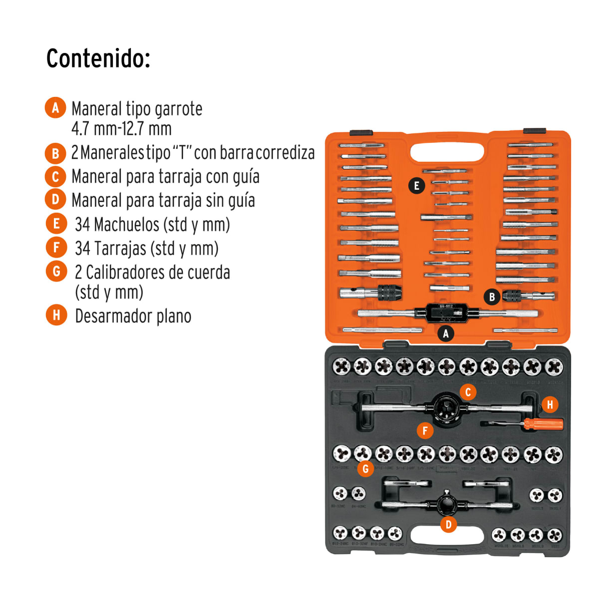 Juego De 76 Piezas De Machuelos Y Tarrajas, Truper 124433