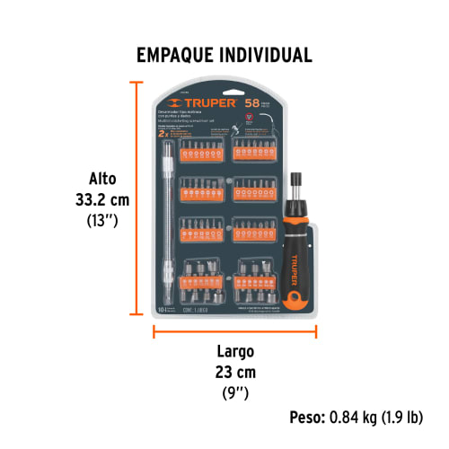 Desarmador tipo matraca con 42 puntas y 14 dados, Truper6