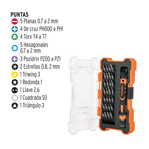 Desarmador de joyero con 28 puntas intercambiables5