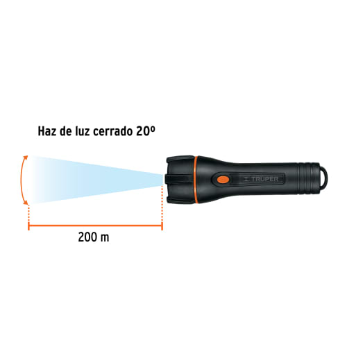 Linterna plástica 1 LED 180 lm con 2 pilas D, Truper3