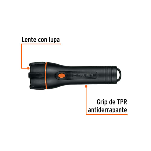 Linterna plástica 1 LED 180 lm con 2 pilas D, Truper5