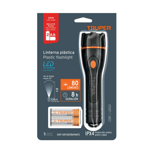 Linterna plástica 1 LED 80 lm con 2 pilas AA, Truper7
