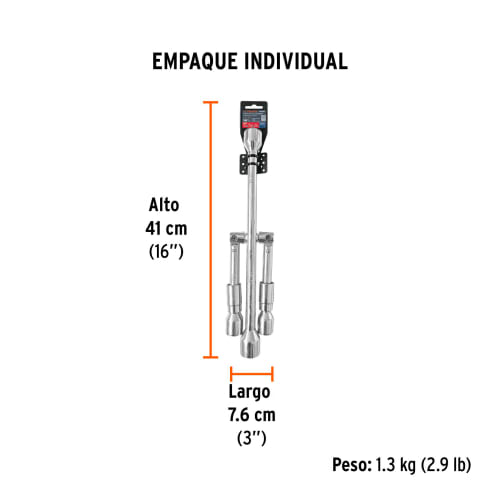Llave de cruz 14 plegable pulida y cromada, Truper4