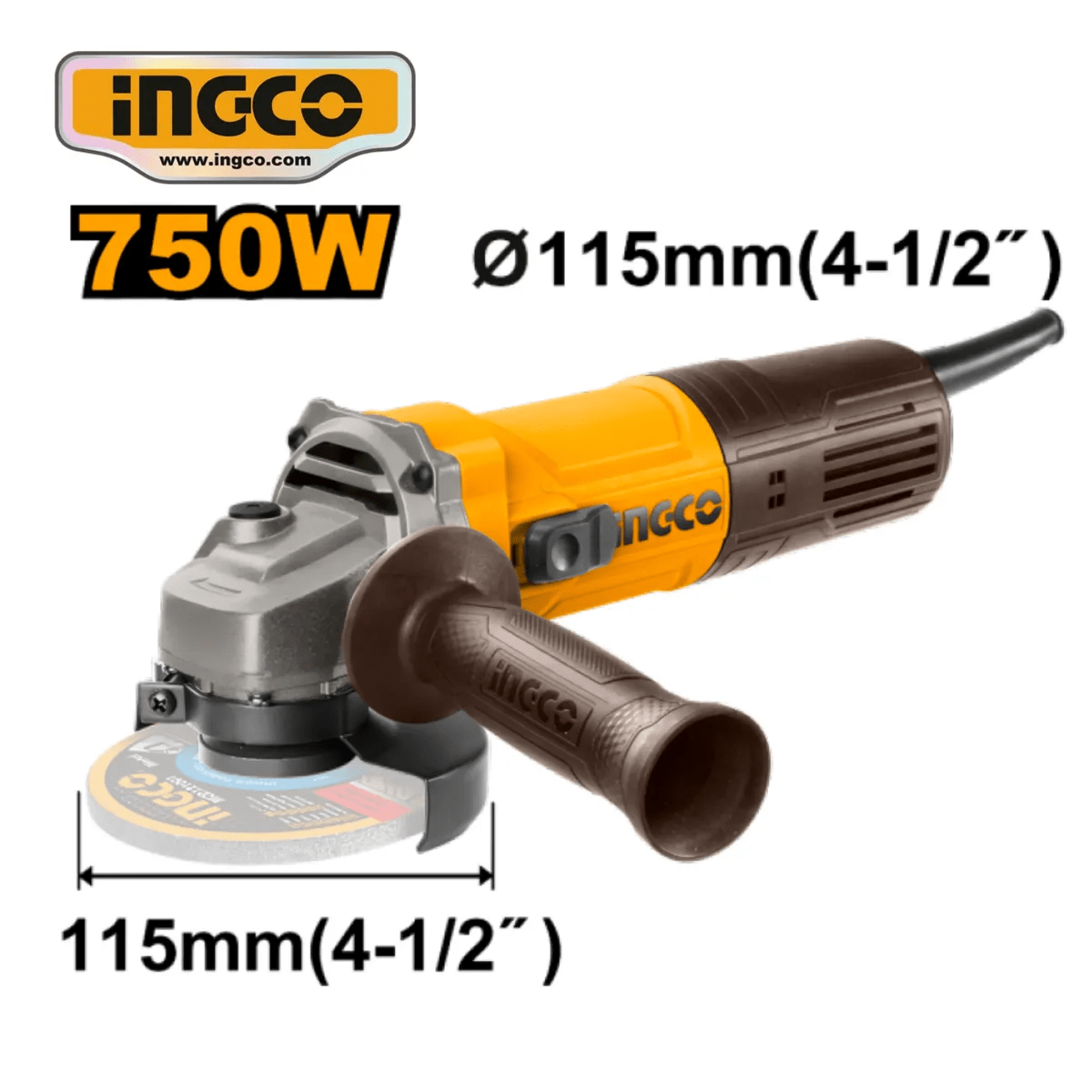 Esmeriladora Angular Ingco Eléctrica Ag75028 De 60 Hz Color Naranja 750 W + Accesorio3
