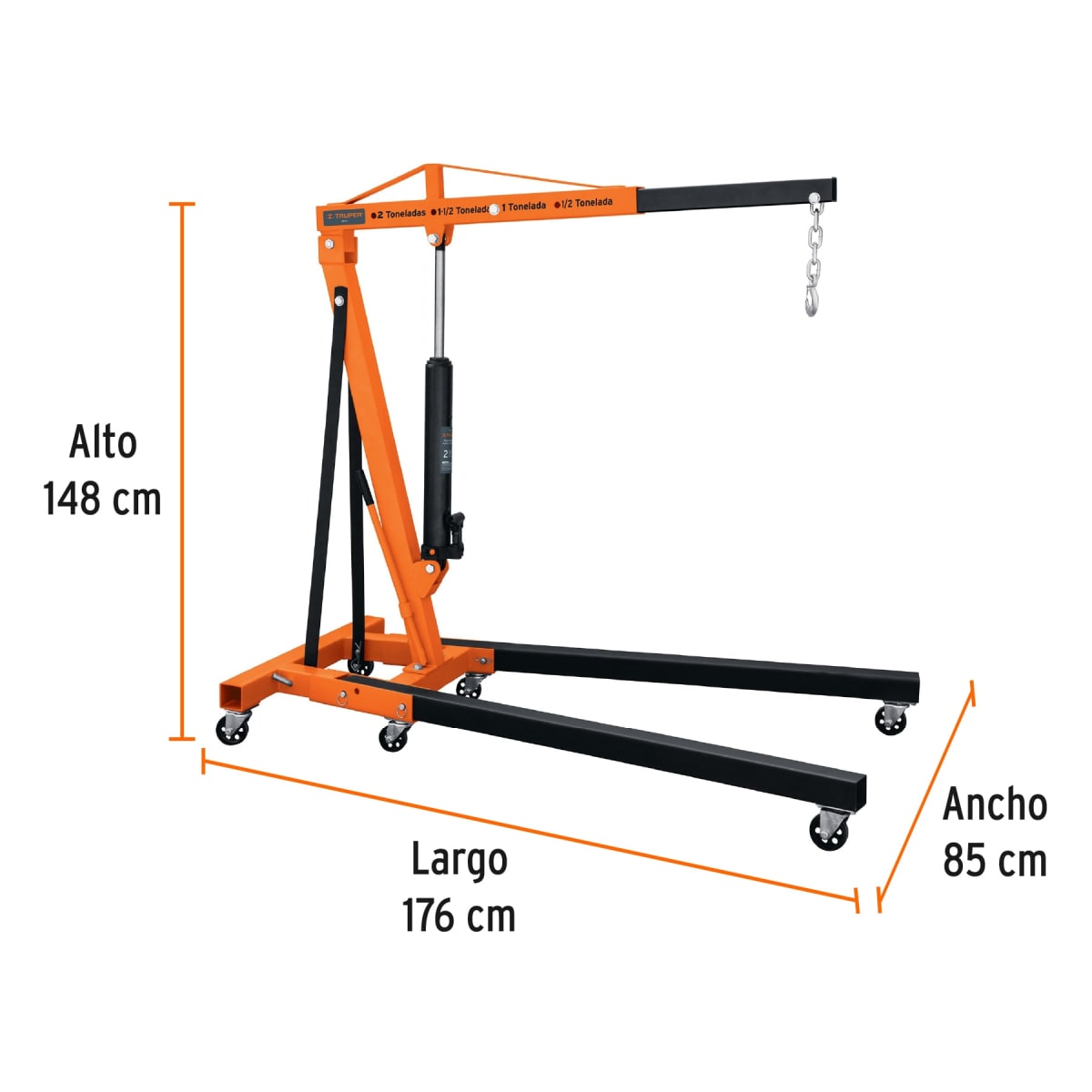 Pluma hidráulica 2 ton, plegable, Truper4