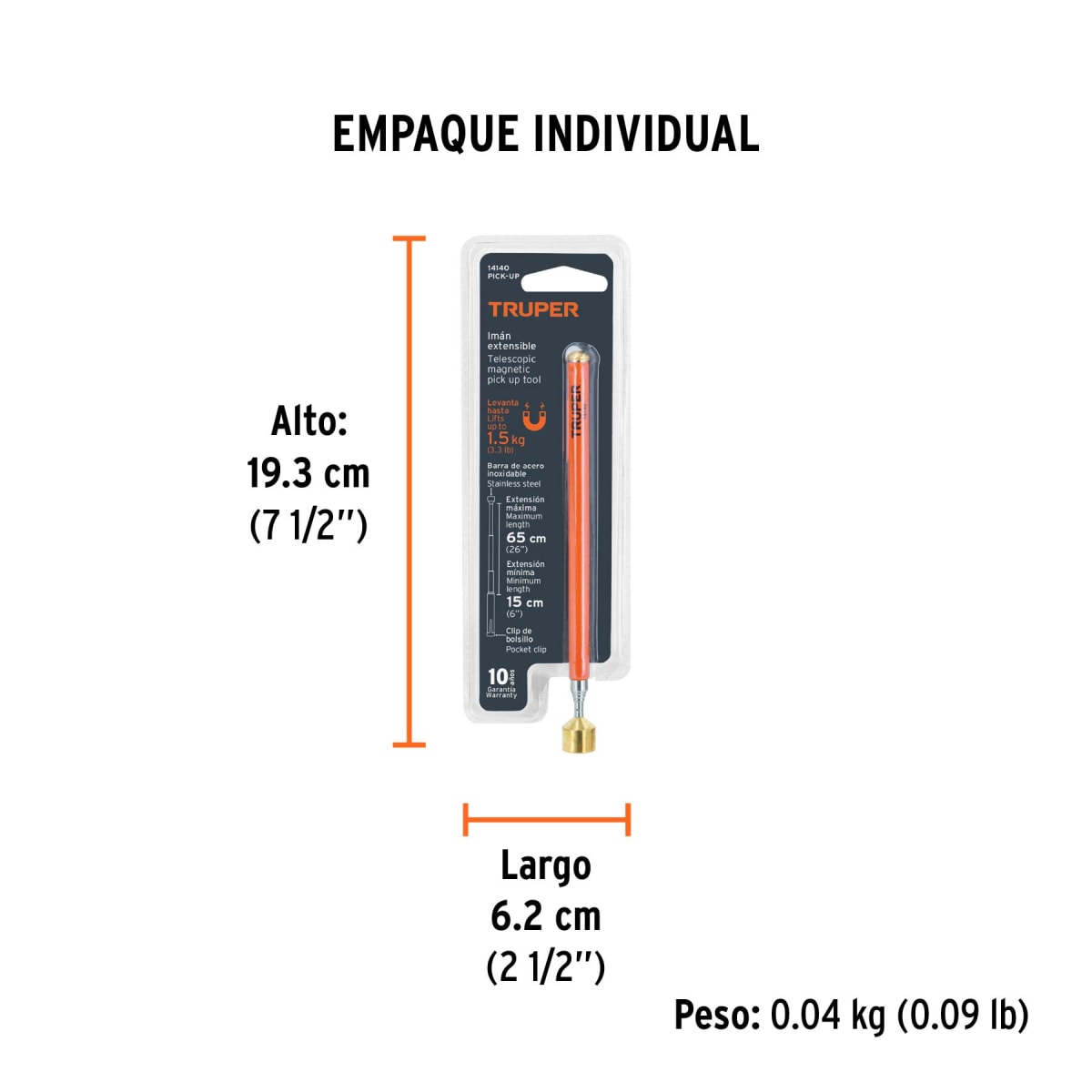 Imán extensible de acero inoxidable, 1.5 kg, Truper3