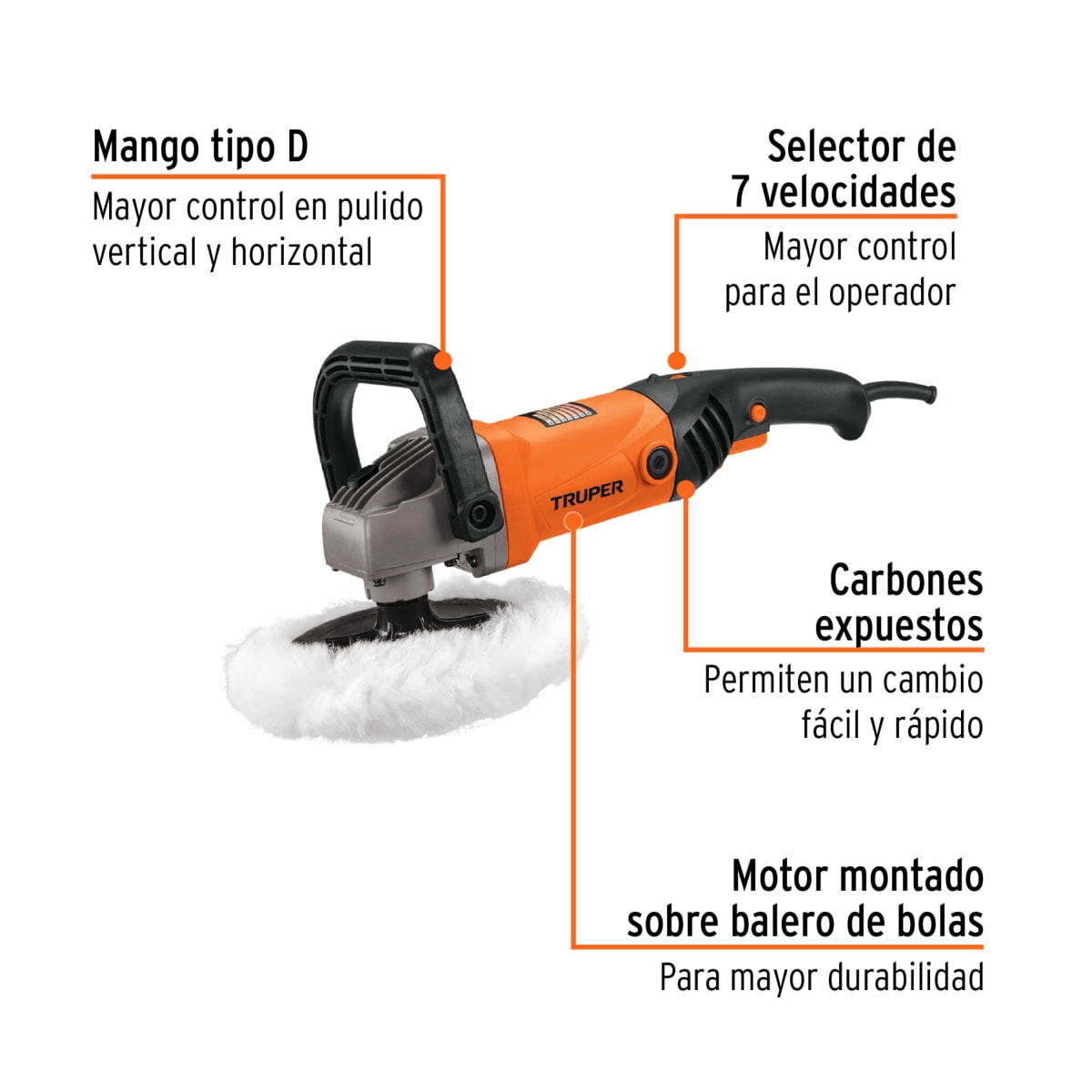 Pulidora Autos 7 1/2 1200w Truper Cod. 167134