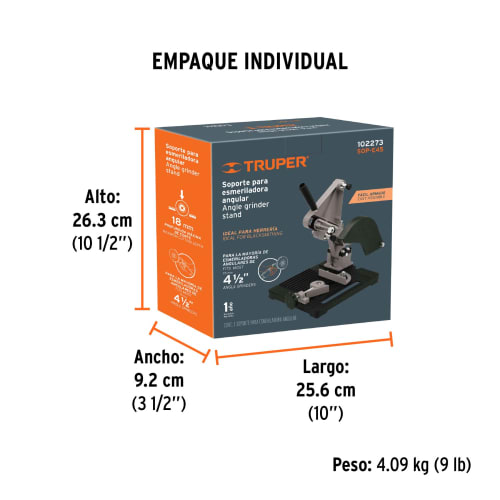 SOP-E45 Soporte para esmeriladora angular de 4 1/2', Truper3