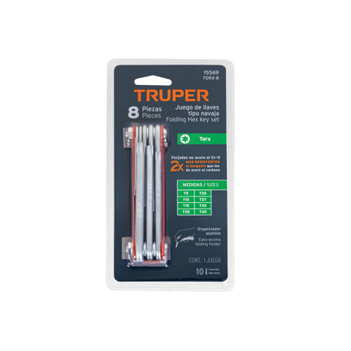 Juego de 8 llaves torx tipo navaja, cuerpo de lámina, Truper2