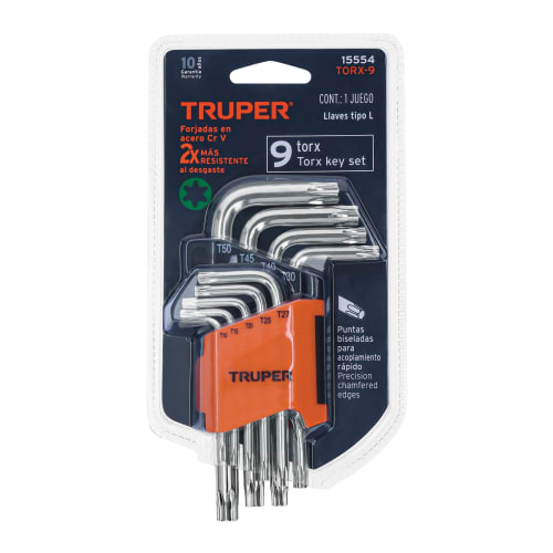 Juego de 9 llaves torx con organizador abatible, Truper2