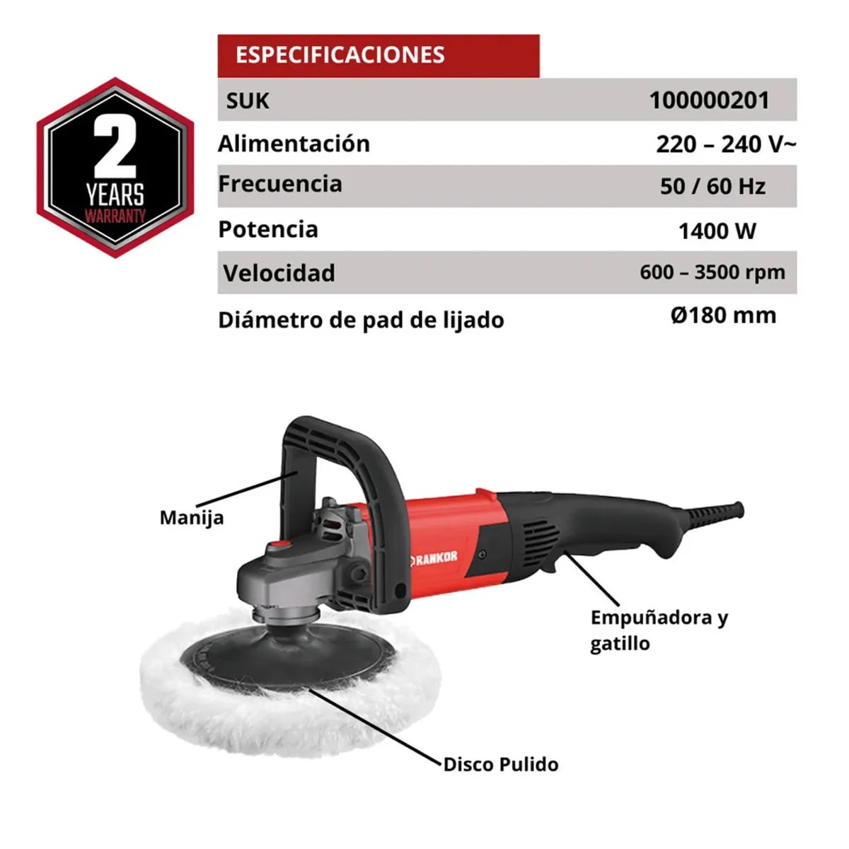 Pulidora angular 1400W RAP1400013