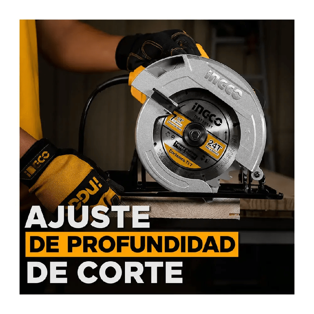 Sierra Circular 1200w 7 1/4 Super Select Ingco Cs18578 Naranja Claro4