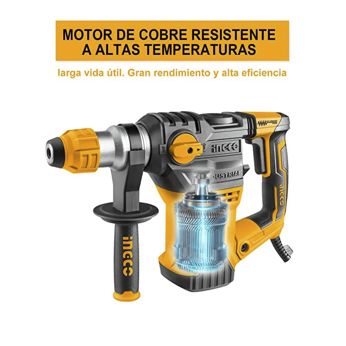 Rotomartillo Electroneumático Ingco Industrial Rh150028 Amarillo Frecuencia De 50hz/60hz Con 1.5kw De Potencia 50 Hz/60 Hz2