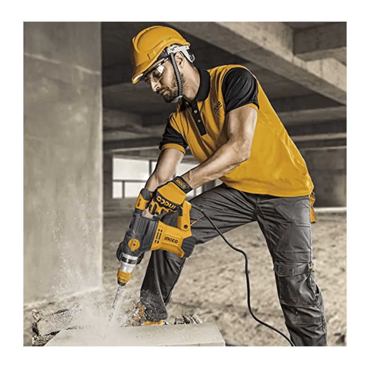 Rotomartillo Electroneumático Ingco Industrial Rh150028 Amarillo Frecuencia De 50hz/60hz Con 1.5kw De Potencia 50 Hz/60 Hz4