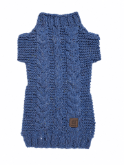 CHOMPA TEJIDO  MANUAL AZUL ACERO CHISPITAS
