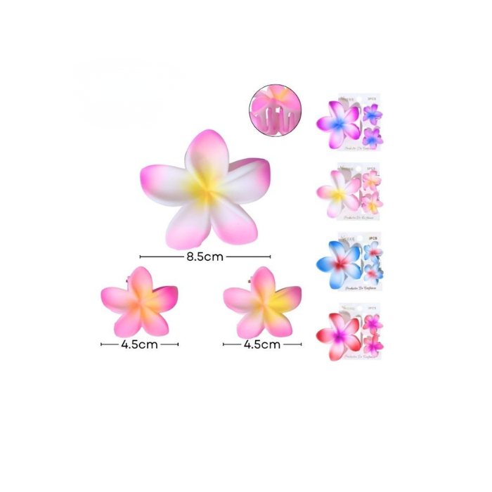 Set de 3 pinches flor color degrade1
